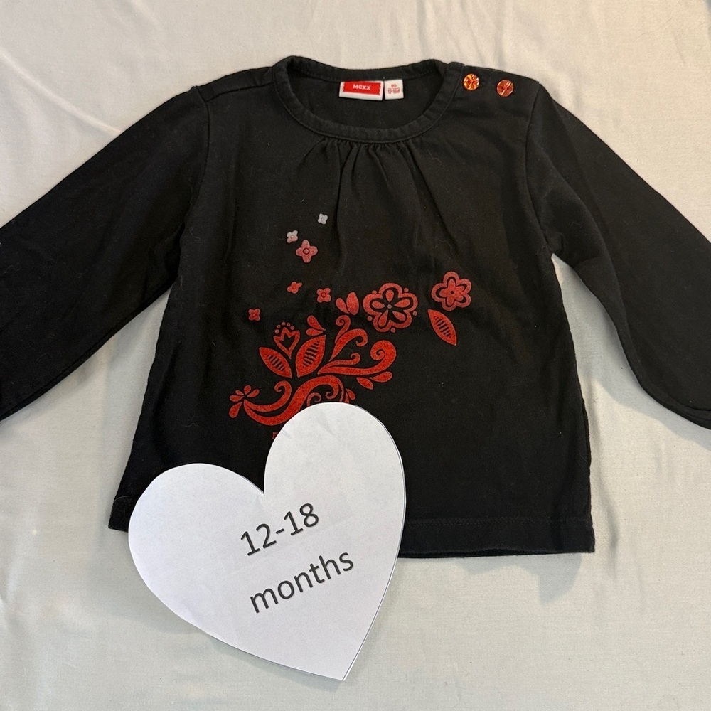 Mexx Black Long Sleeve Tee with Red Accents
